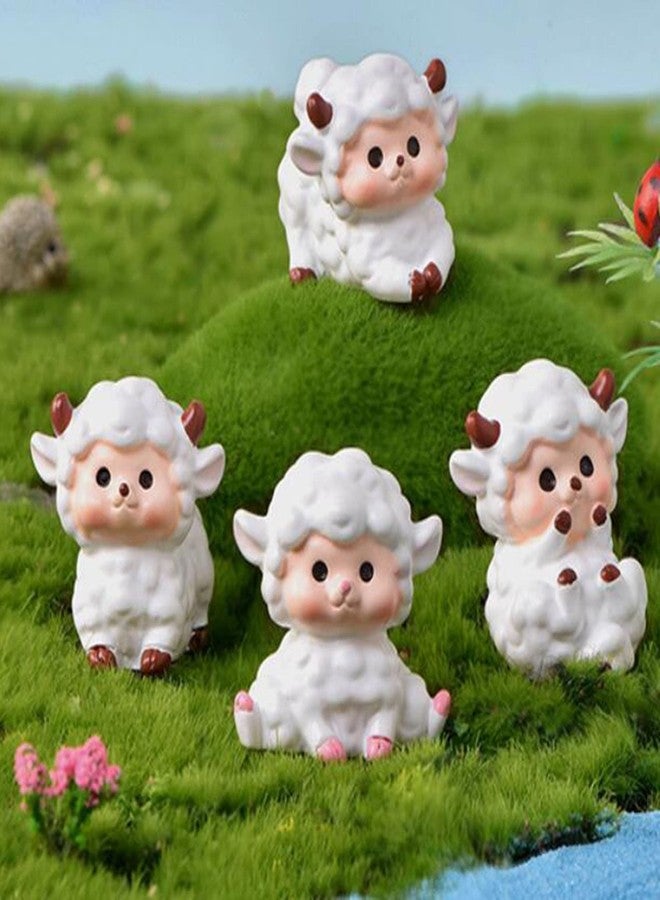 HYSTYLE 6 Pcs Mini Sheep Figure Animal Figurines Home Decor Mini Sheep Figure Cake Topper Easter Egg Fillers Garden Cake Decoration - Image 3